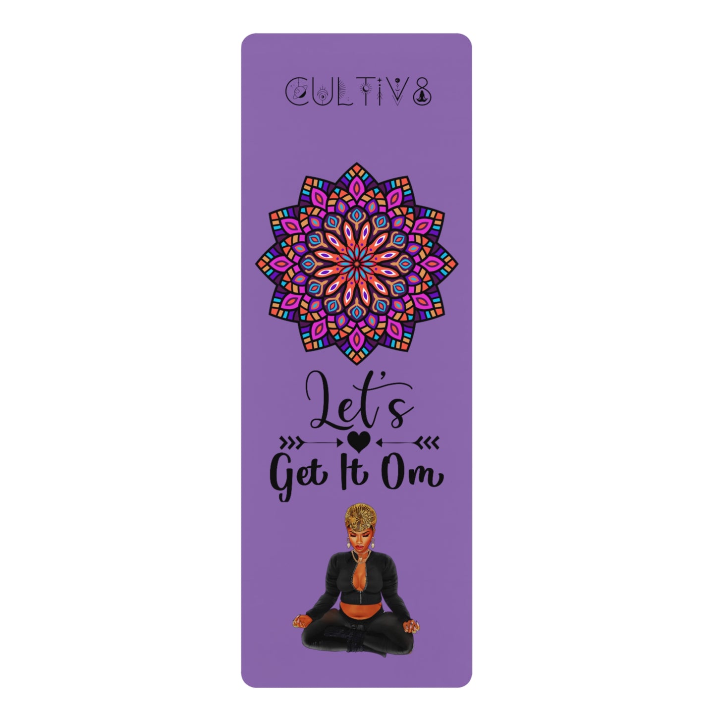 Copy of Copy B_of Personalize Yoga Mat:  "Let's Get it Om!"  Celestial Colorful Mandala Yoga Mat (A)