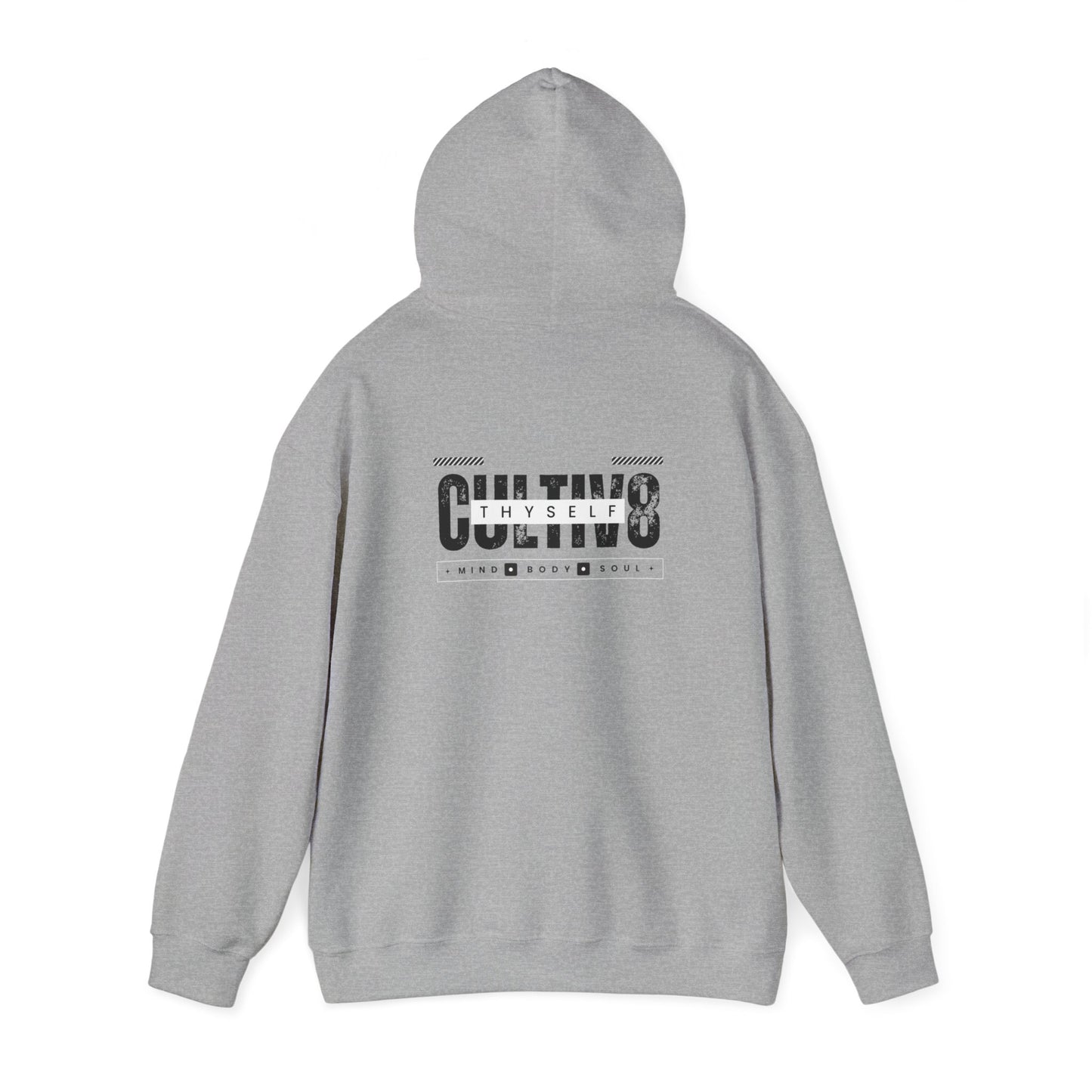 "Bold Statement, Cozy Comfort: Cultiv8 Thyself Unisex Hoodie for Empowered Living"  in Graphic Black & White