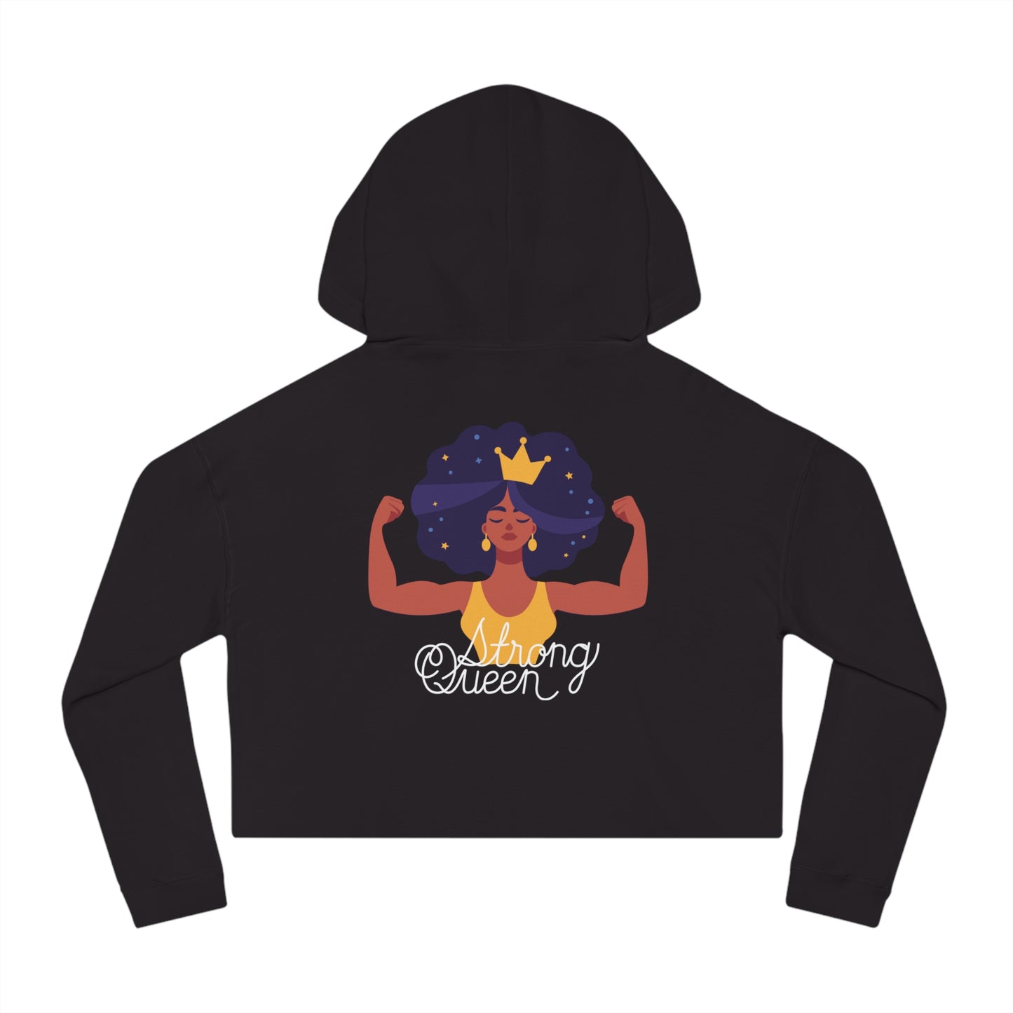 "Resilient Royalty: Strong Queen Cropped Hoodie" (Backed by Majesty)