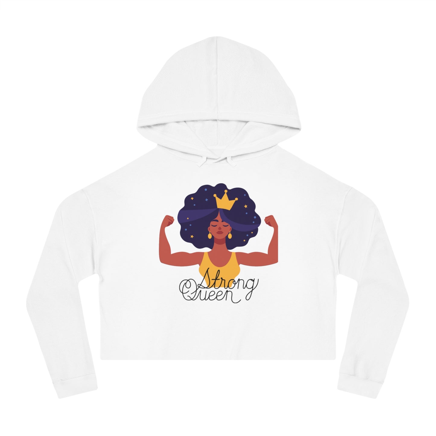 "Royal Resilience: Strong Queen Afro Crown Cropped Hoodie – Embrace Your Sexy, Tenacious, Resilient, Optimistic, Nurturing, Goddess Power!"