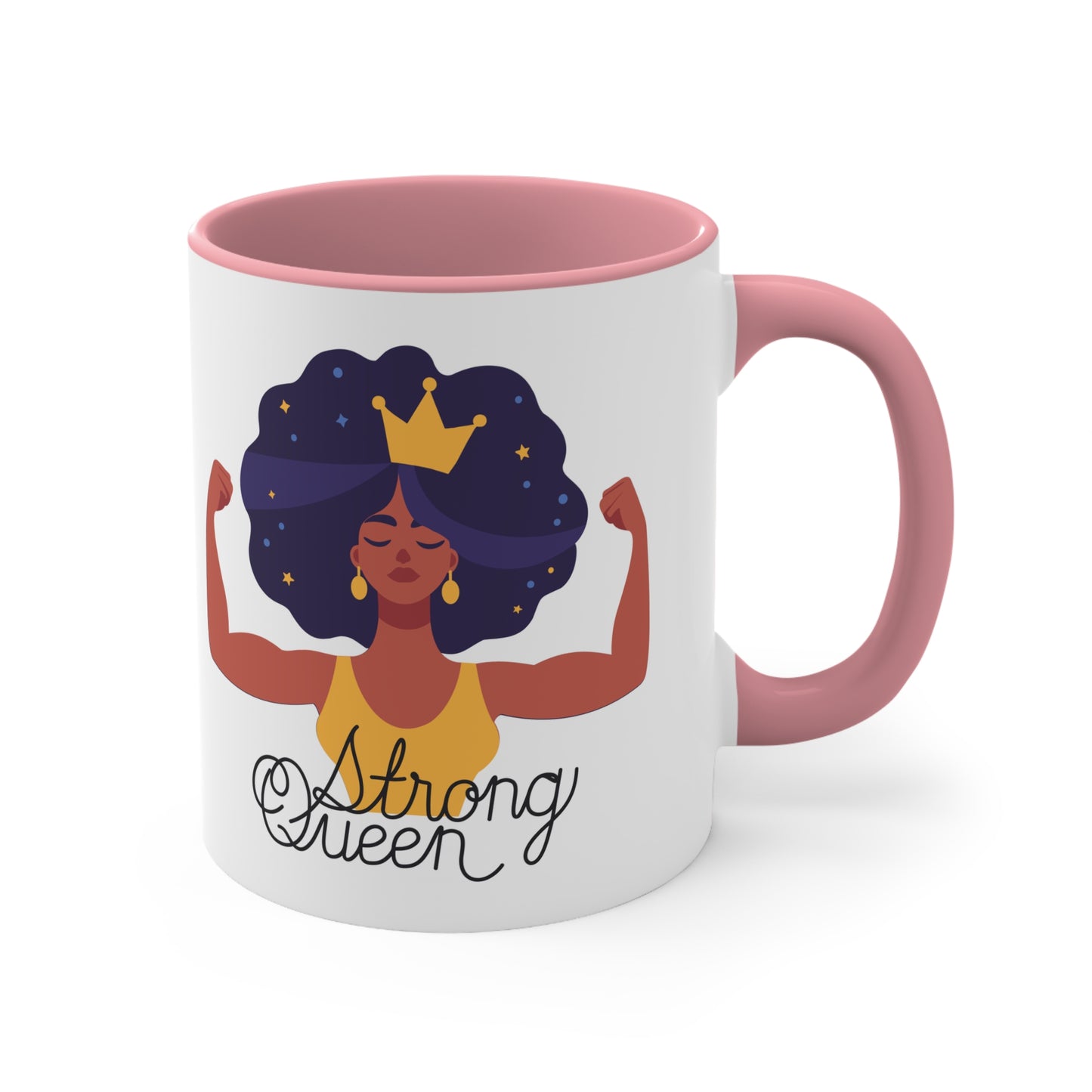 "Royal Brews: Strong Queen Afro Crown Mug - Sip in Style and Power!"    (Accent Coffee Mug, 11oz)