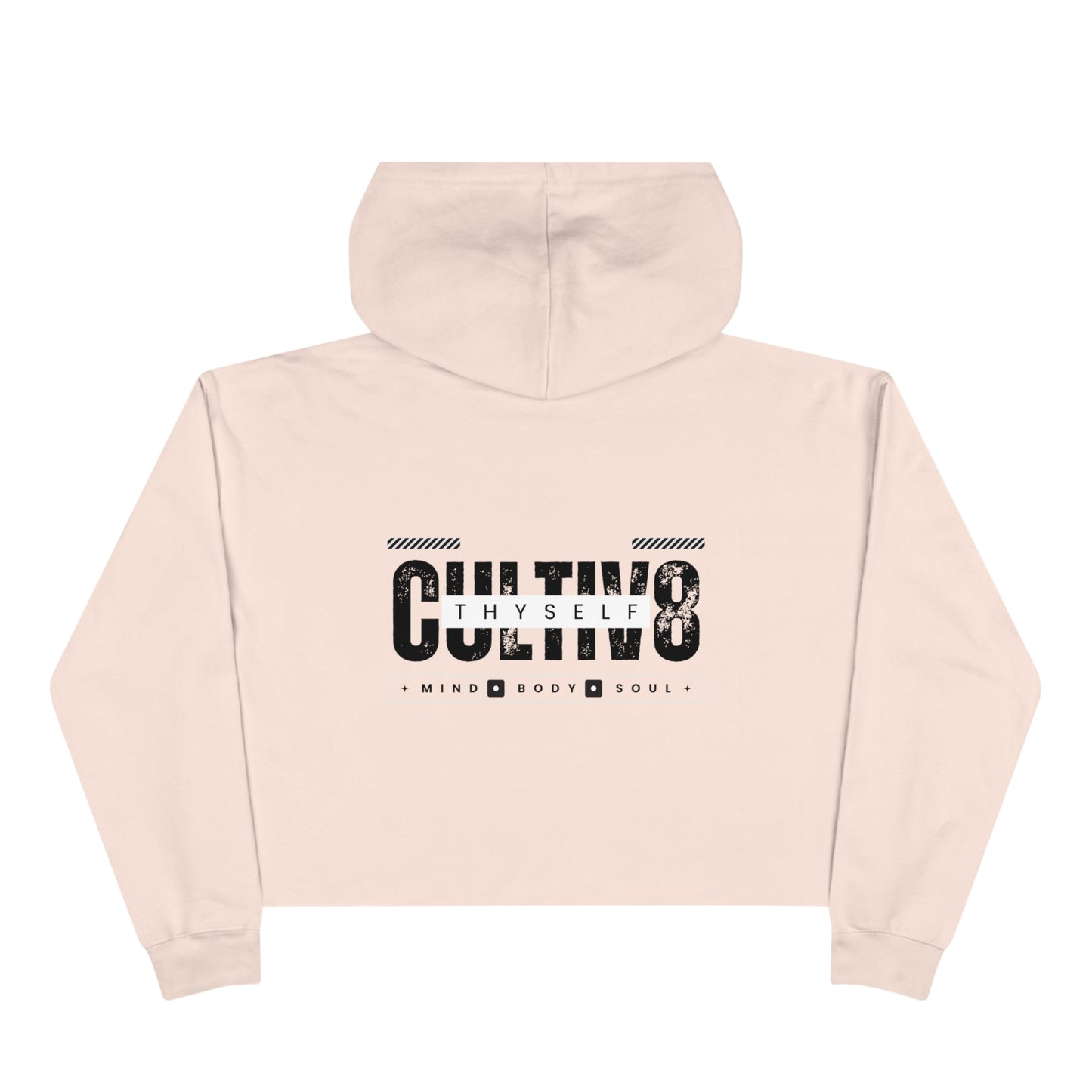 "Bold Statement, Cozy Comfort: Cultiv8 Thyself CROPPED Hoodie for Empowered Living"  in Graphic Black & White