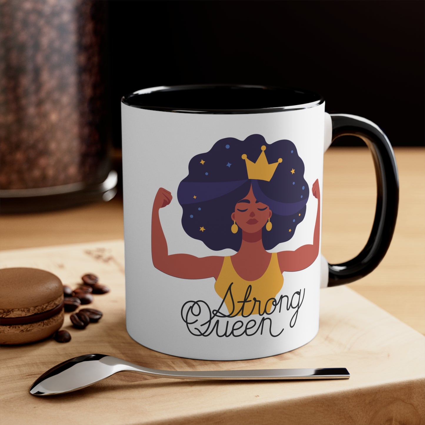 "Royal Brews: Strong Queen Afro Crown Mug - Sip in Style and Power!"    (Accent Coffee Mug, 11oz)