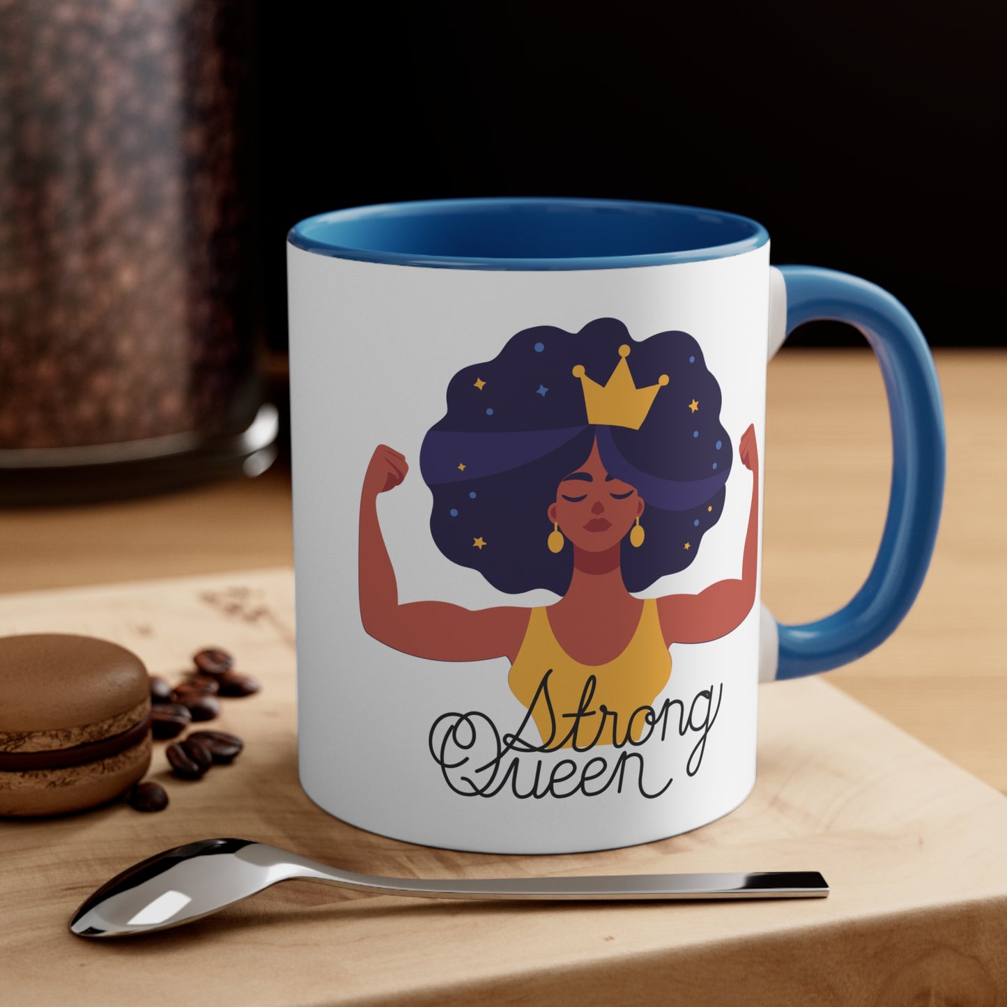 "Royal Brews: Strong Queen Afro Crown Mug - Sip in Style and Power!"    (Accent Coffee Mug, 11oz)