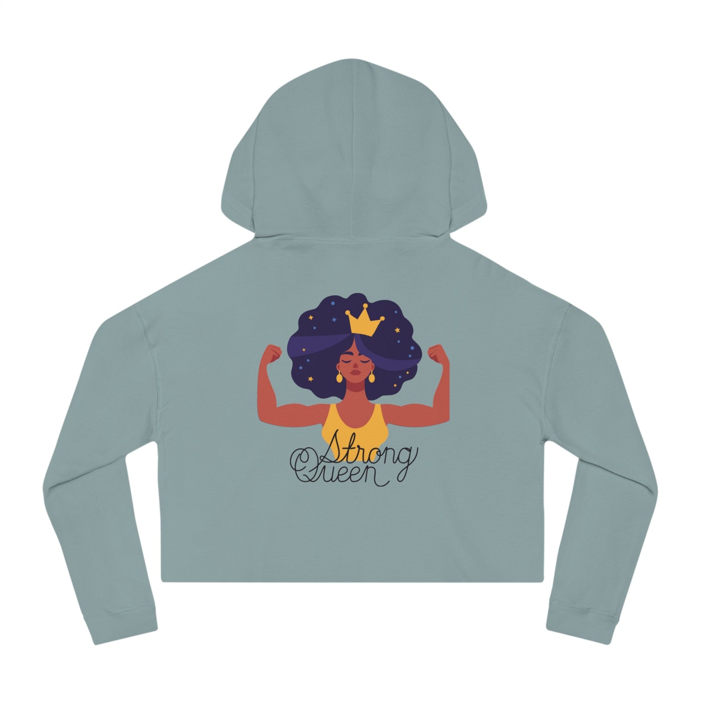 "Resilient Royalty: Strong Queen Cropped Hoodie" (Backed by Majesty)