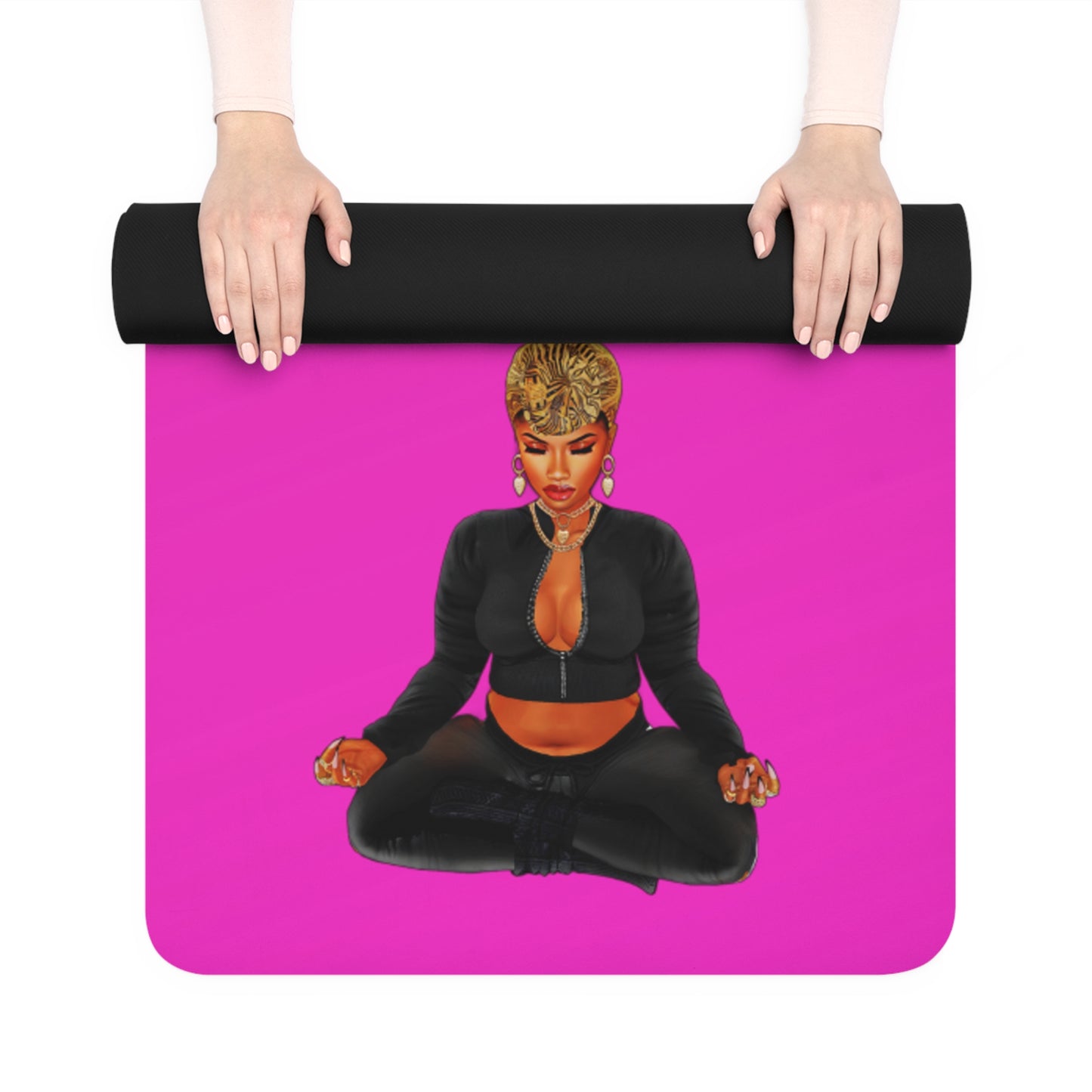 Serenity in Motion: Empowering Black Women Yoga Mat (B:Pink)