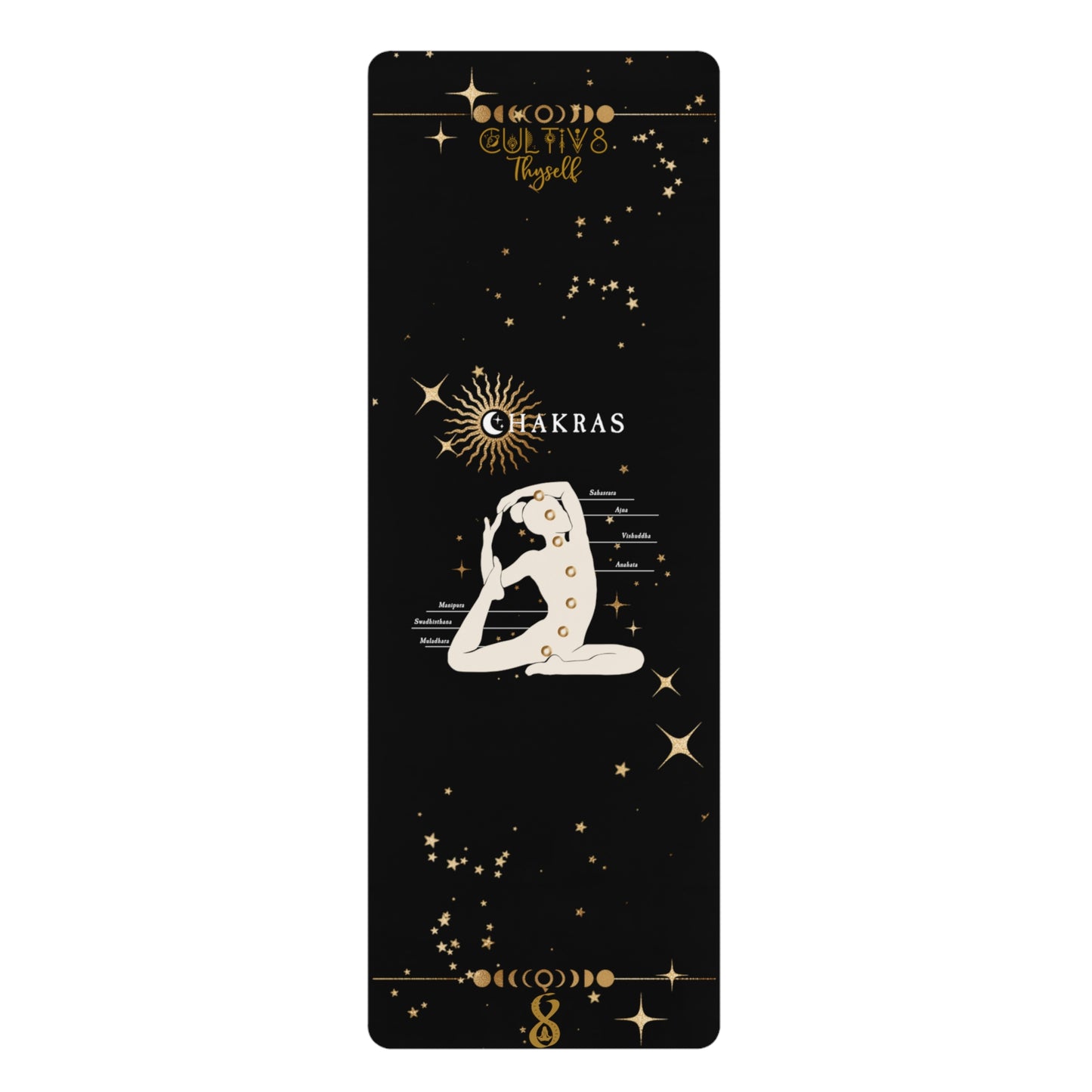 "Moonlit Asanas:  Chakra Alignment Rubber Yoga Mat