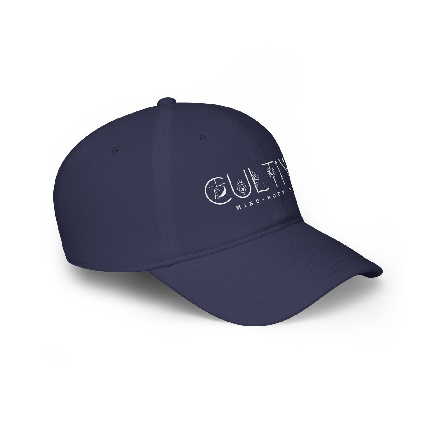 Hat: Celestial Font Cultiv8 Thyself Mind Body Soul (Need a Product Description and possible edit with stars in front of the C)