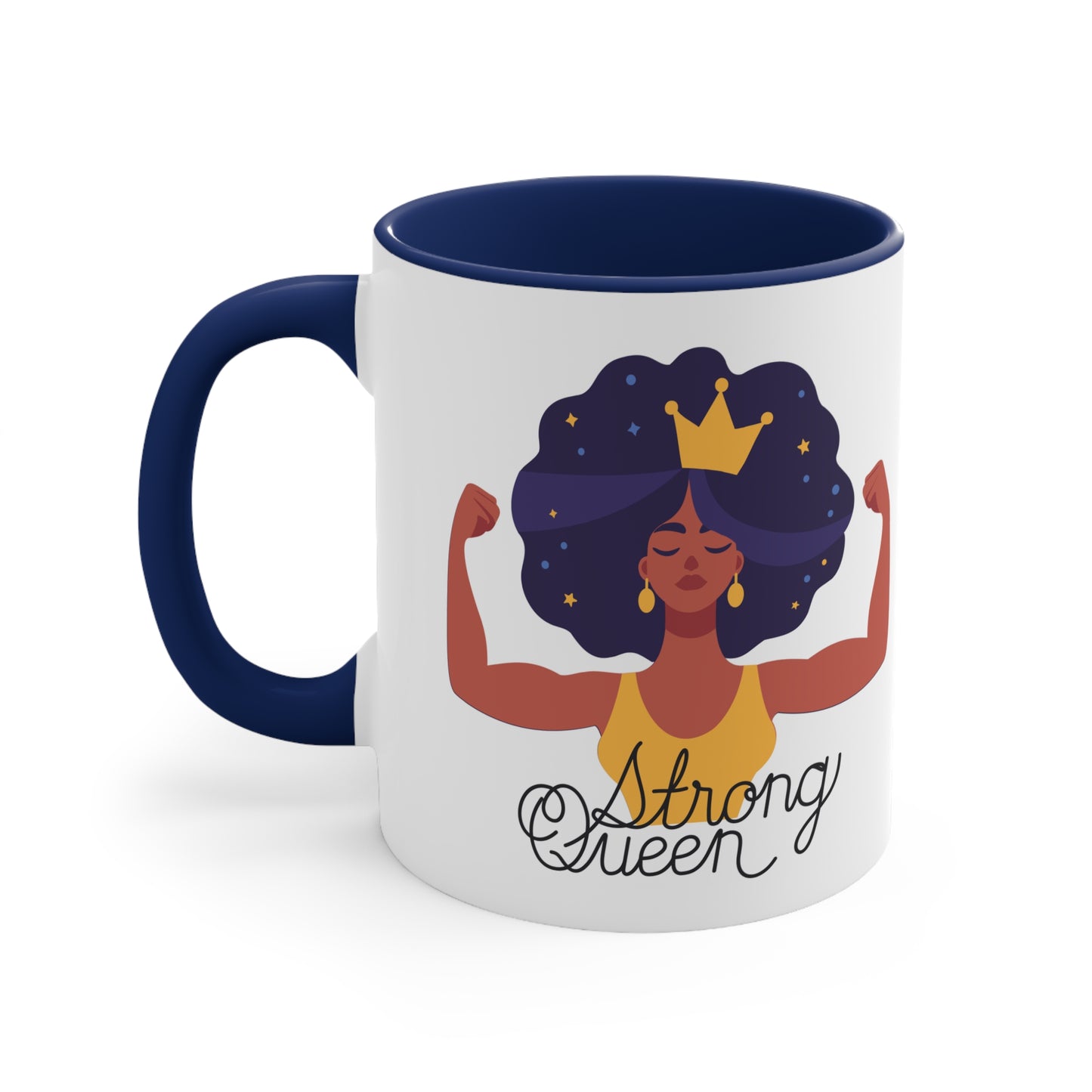 "Royal Brews: Strong Queen Afro Crown Mug - Sip in Style and Power!"    (Accent Coffee Mug, 11oz)