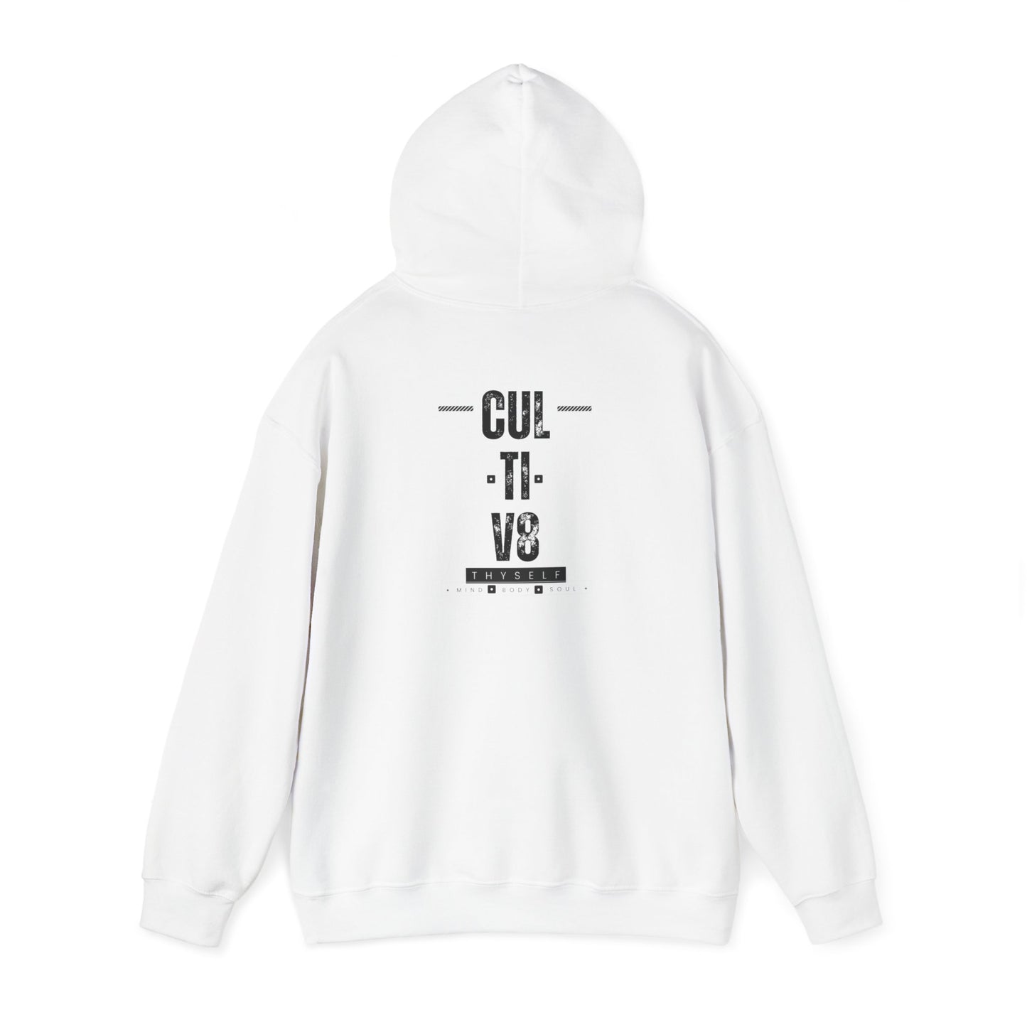 Empowerment Unleashed: Cultiv8 Thyself Unisex Hoodie in Bold Black & White