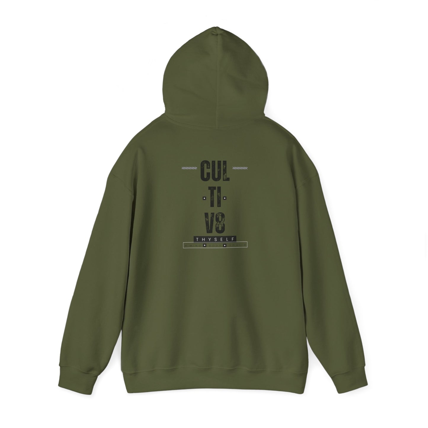 Empowerment Unleashed: Cultiv8 Thyself Unisex Hoodie in Bold Black & White