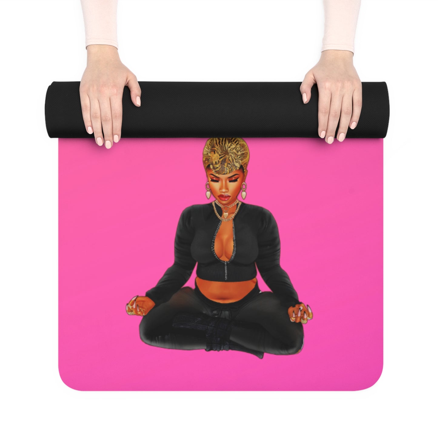 Serenity in Motion: Empowering Black Women Yoga Mat (D: Peach)