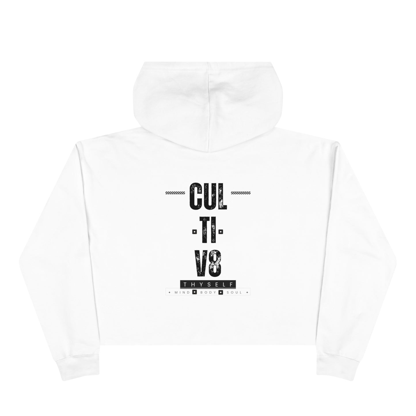 Empowerment Unleashed: Cultiv8 Thyself Cropped Hoodie in Bold Black & White