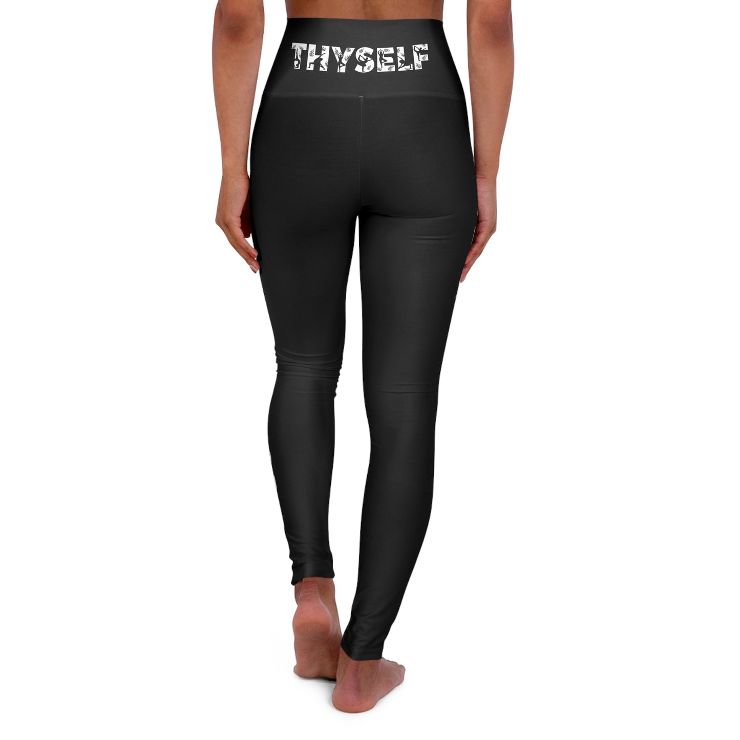 C8 Yoga Font_Mind Body Soul on side_High Waisted Yoga Leggings (AOP)