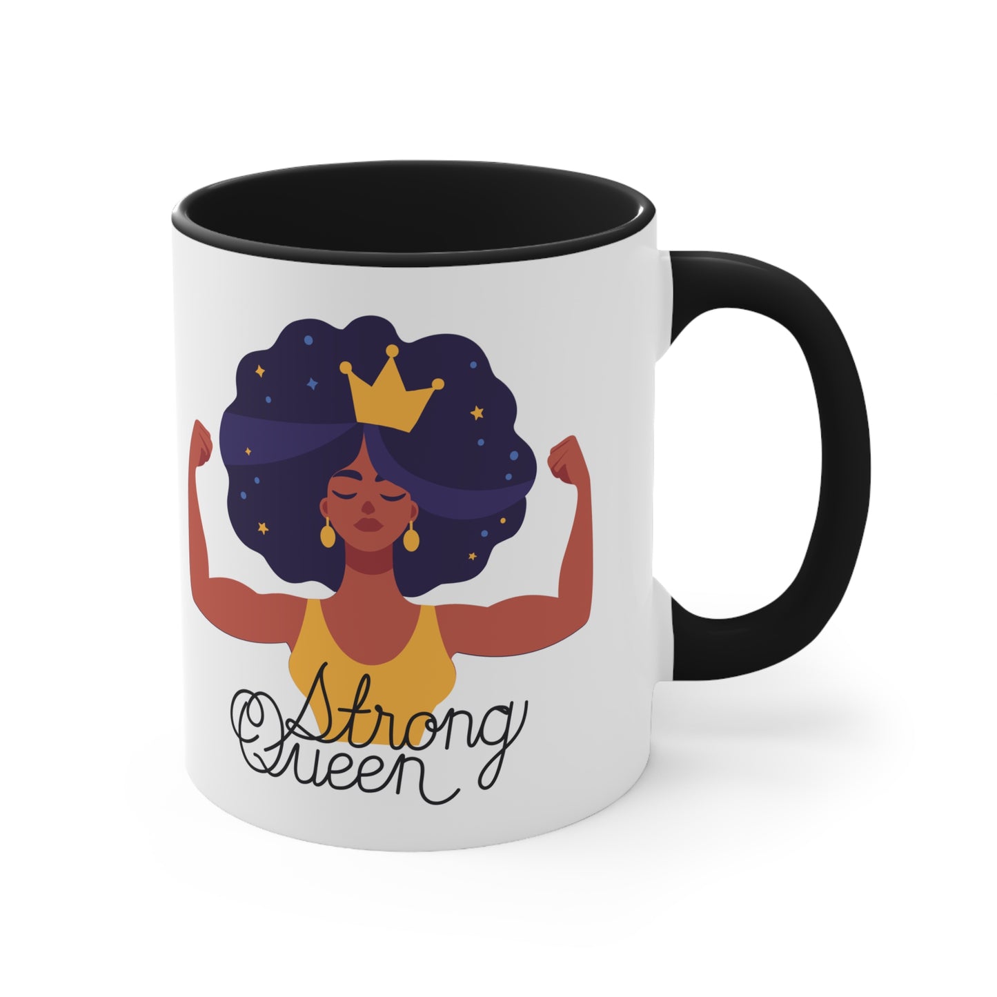 "Royal Brews: Strong Queen Afro Crown Mug - Sip in Style and Power!"    (Accent Coffee Mug, 11oz)