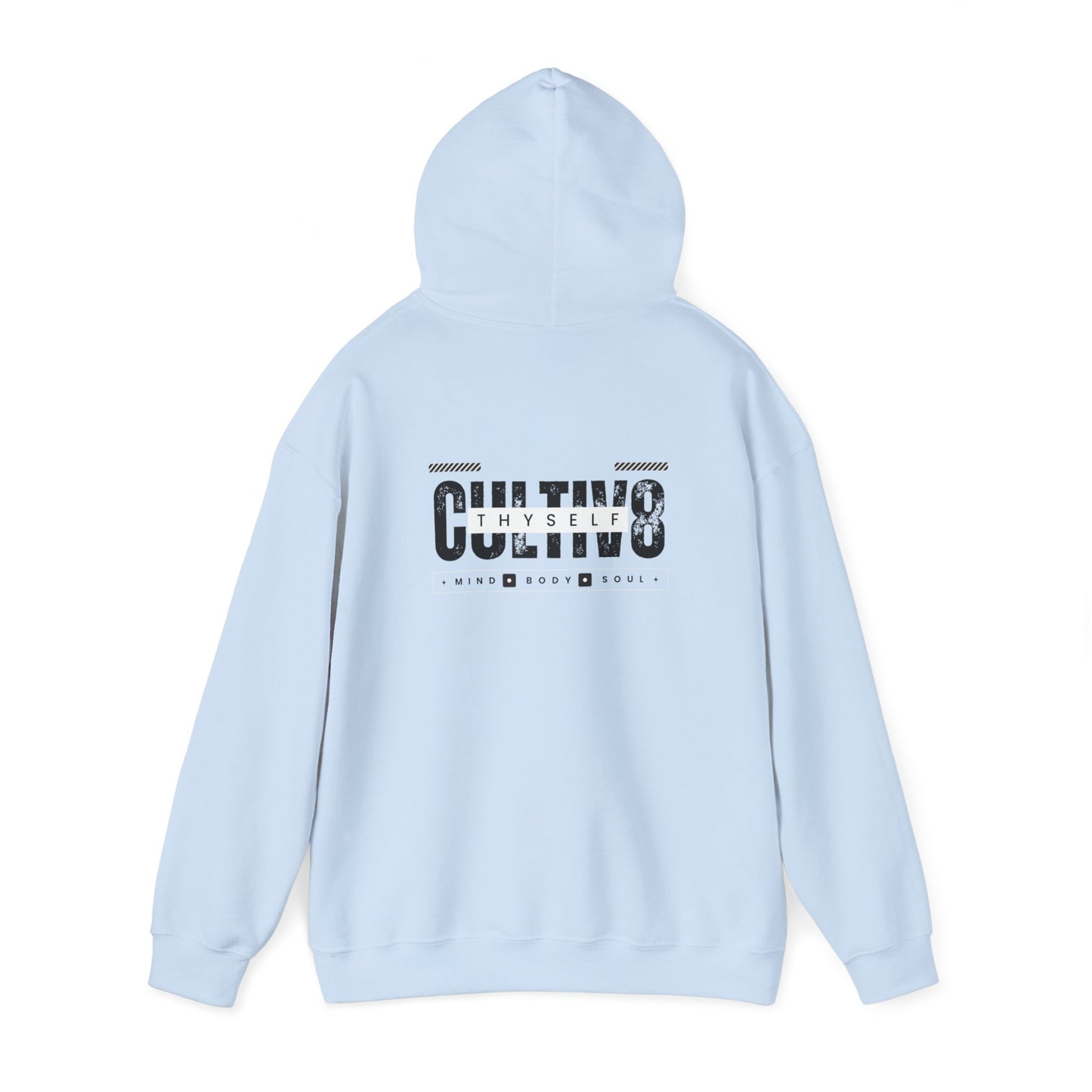 "Bold Statement, Cozy Comfort: Cultiv8 Thyself Unisex Hoodie for Empowered Living"  in Graphic Black & White