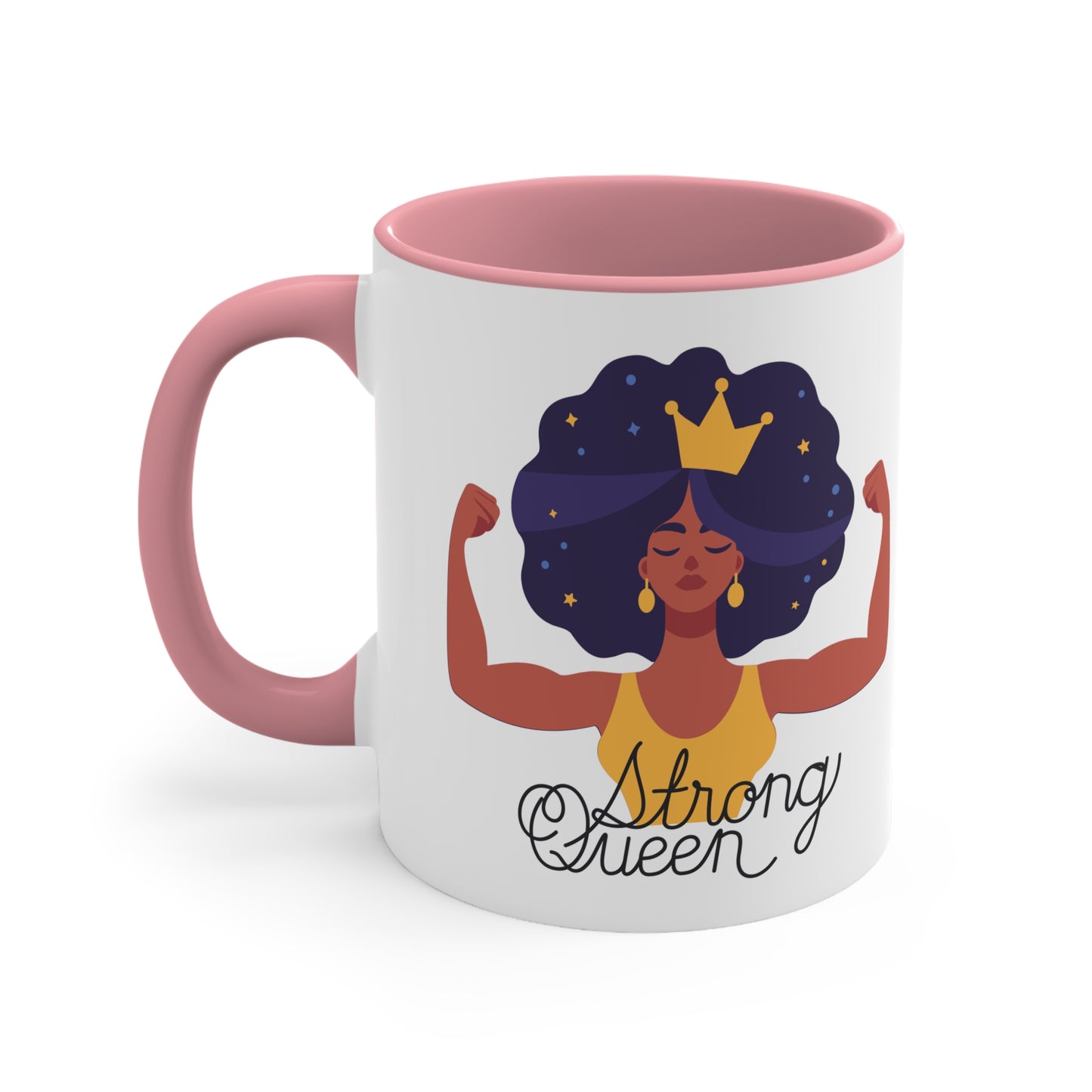 "Royal Brews: Strong Queen Afro Crown Mug - Sip in Style and Power!"    (Accent Coffee Mug, 11oz)