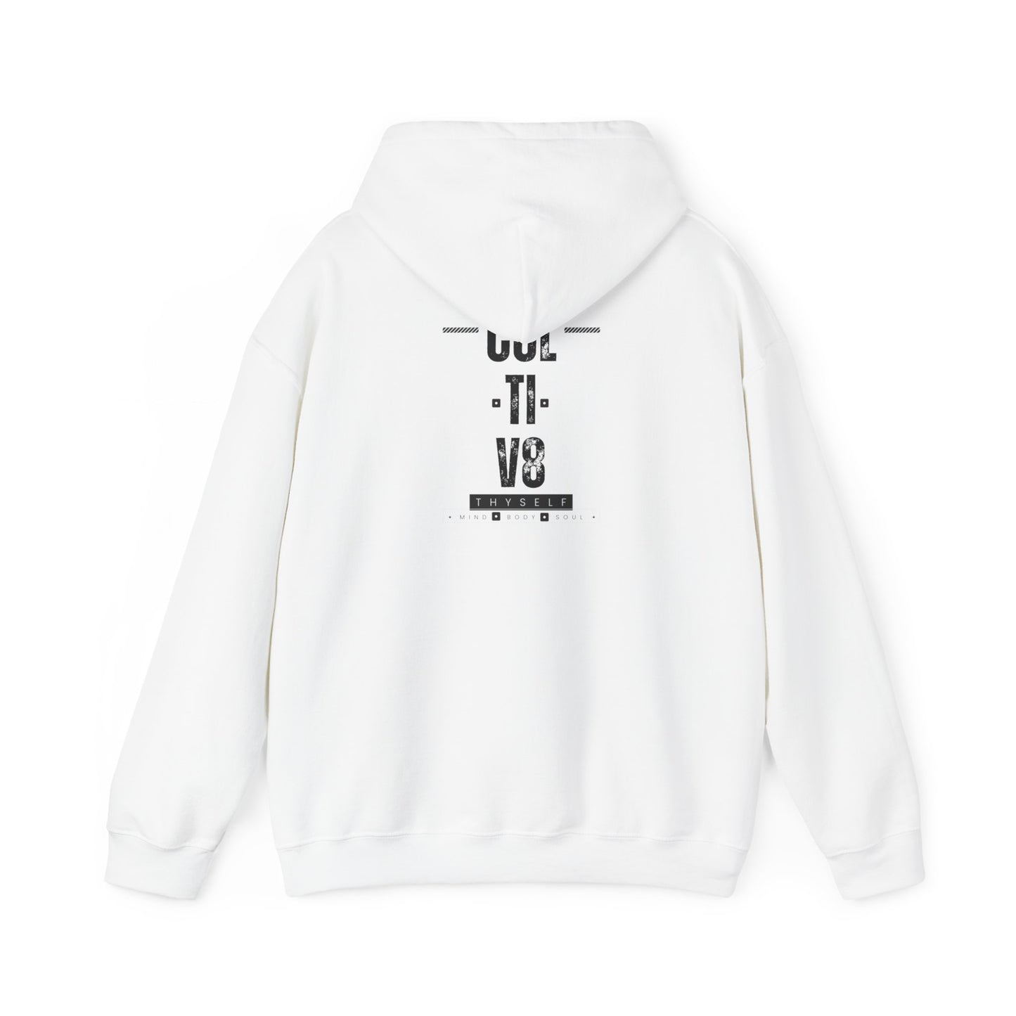 Empowerment Unleashed: Cultiv8 Thyself Unisex Hoodie in Bold Black & White