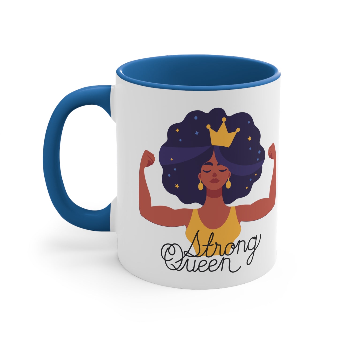 "Royal Brews: Strong Queen Afro Crown Mug - Sip in Style and Power!"    (Accent Coffee Mug, 11oz)