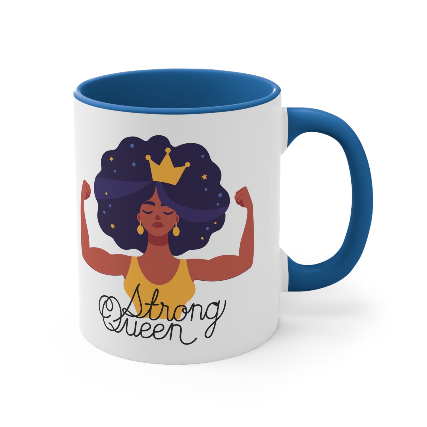 "Royal Brews: Strong Queen Afro Crown Mug - Sip in Style and Power!"    (Accent Coffee Mug, 11oz)