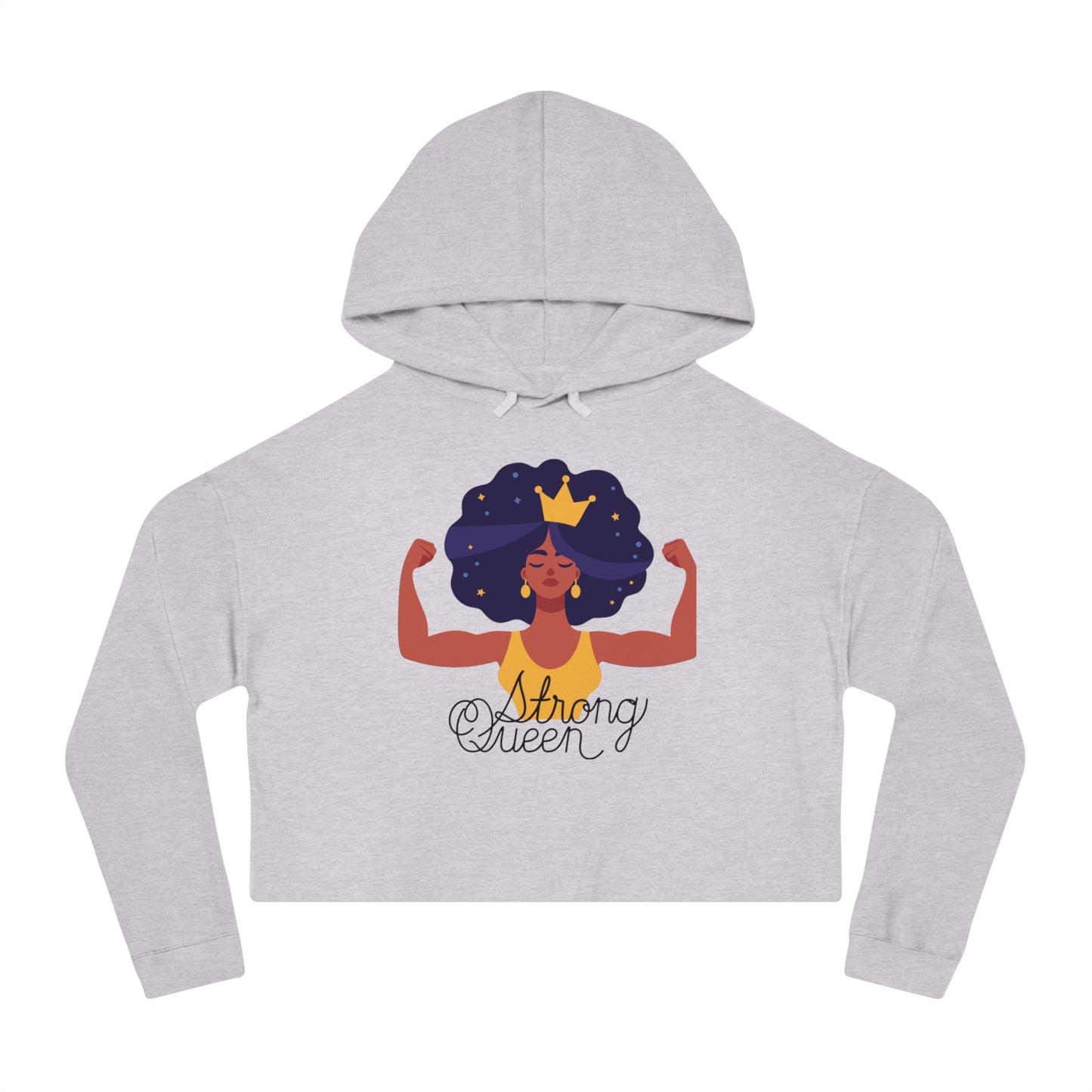 "Royal Resilience: Strong Queen Afro Crown Cropped Hoodie – Embrace Your Sexy, Tenacious, Resilient, Optimistic, Nurturing, Goddess Power!"