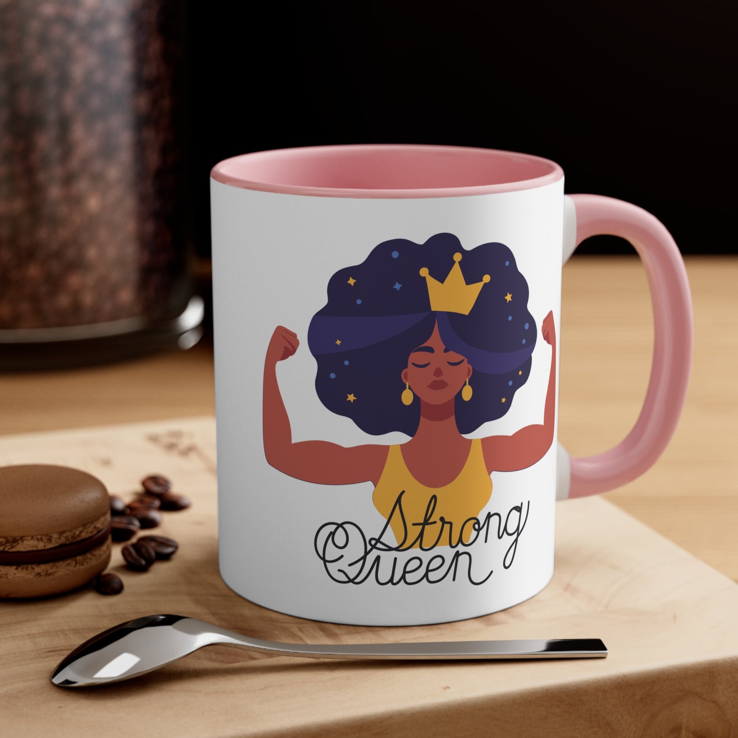 "Royal Brews: Strong Queen Afro Crown Mug - Sip in Style and Power!"    (Accent Coffee Mug, 11oz)