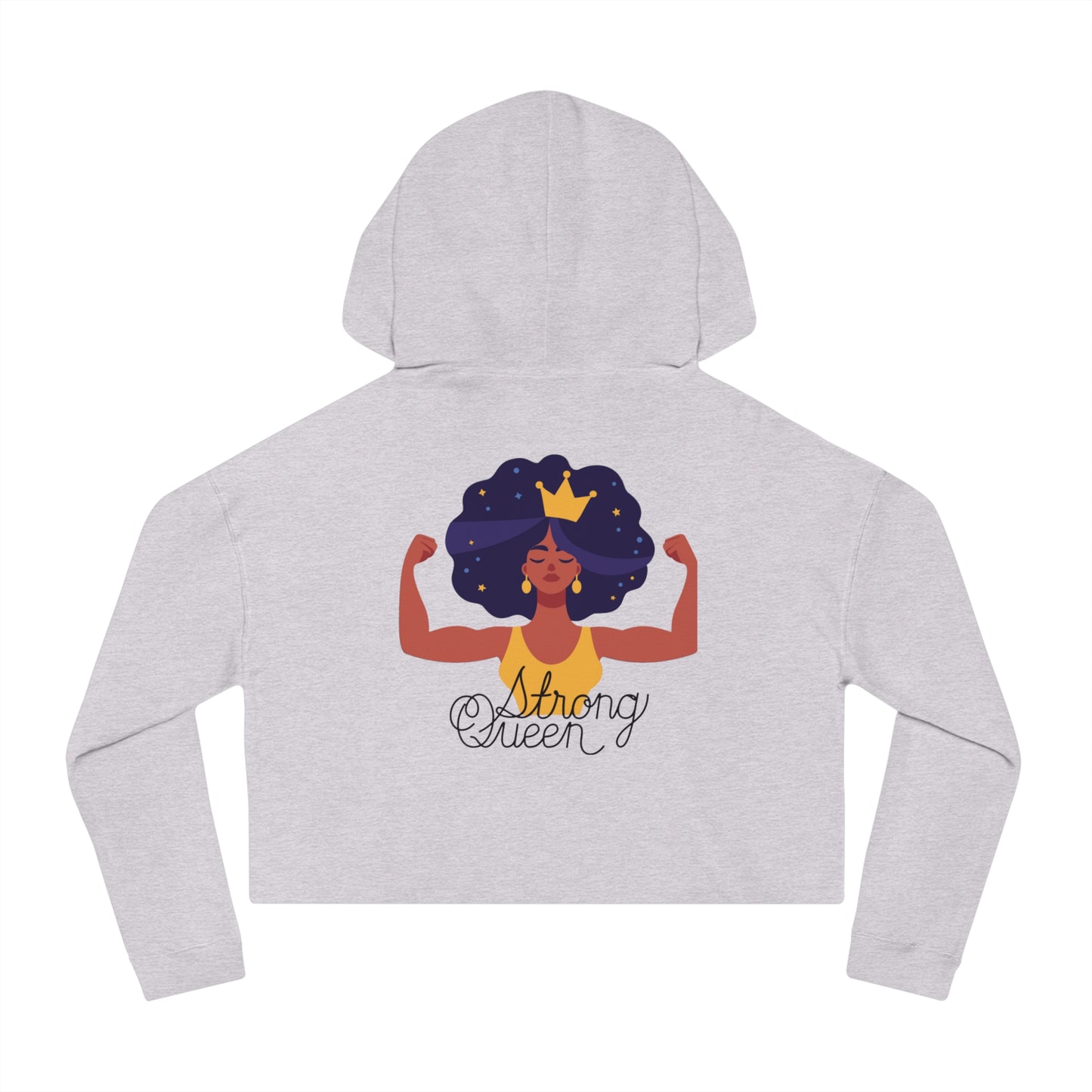 "Resilient Royalty: Strong Queen Cropped Hoodie" (Backed by Majesty)