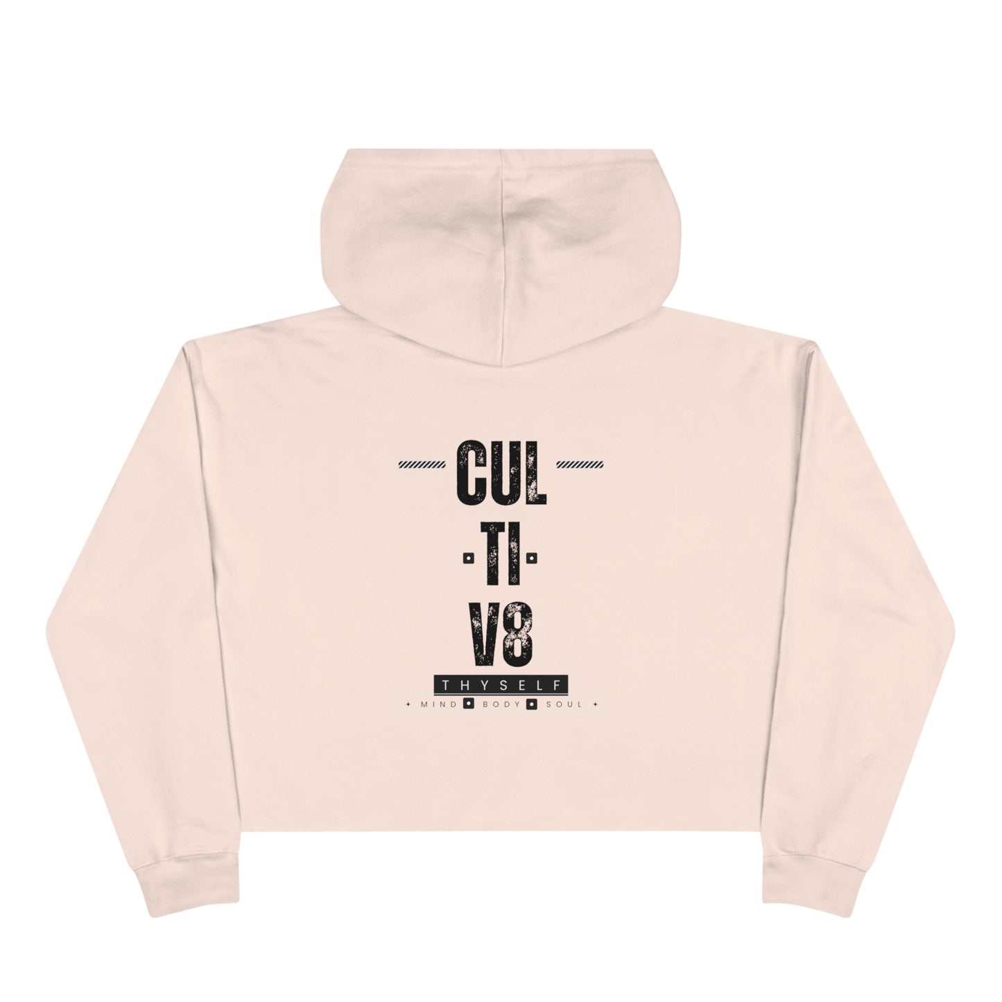 Empowerment Unleashed: Cultiv8 Thyself Cropped Hoodie in Bold Black & White