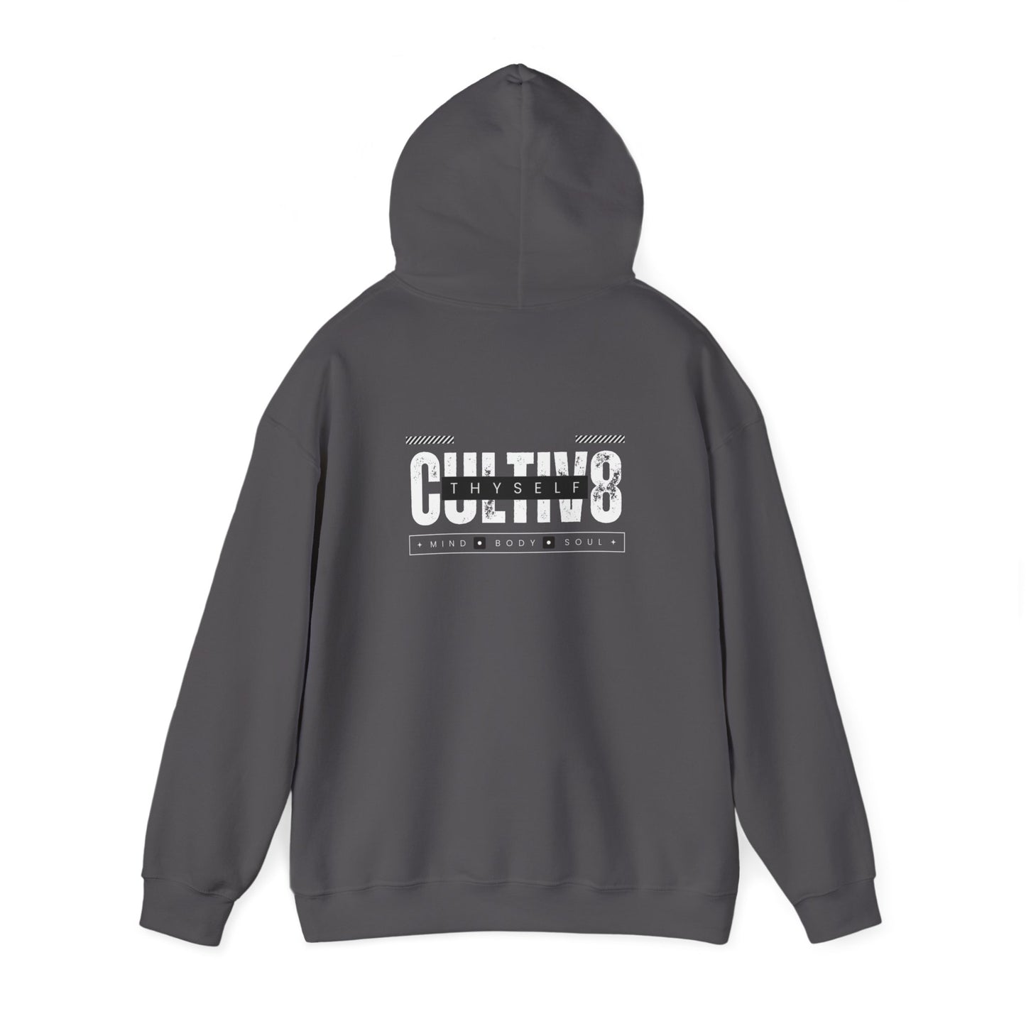 "Bold Statement, Cozy Comfort: Cultiv8 Thyself Unisex Hoodie for Empowered Living"  in Graphic Black & White