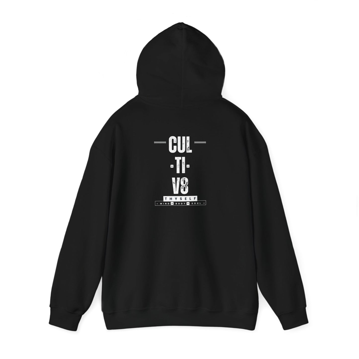 Empowerment Unleashed: Cultiv8 Thyself Unisex Hoodie in Bold Black & White