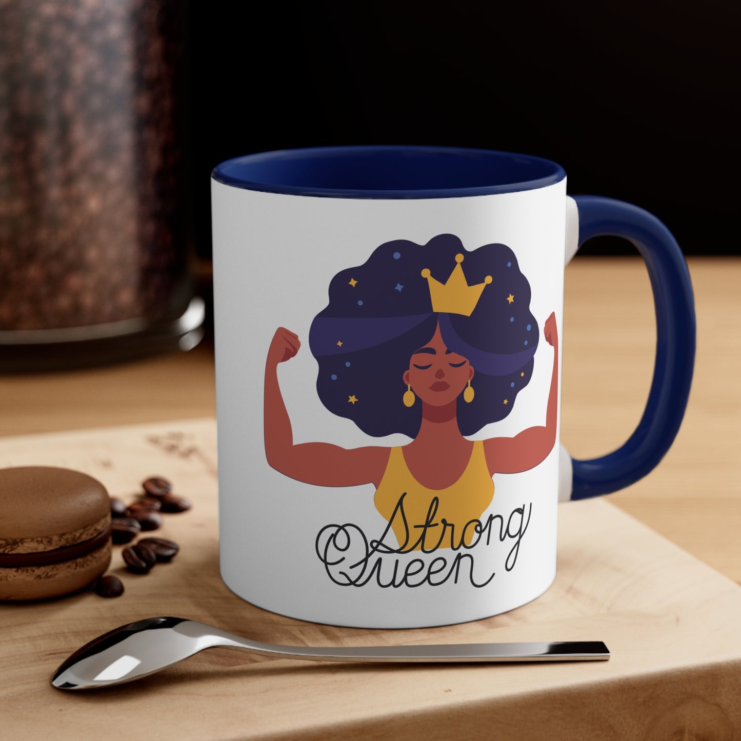 "Royal Brews: Strong Queen Afro Crown Mug - Sip in Style and Power!"    (Accent Coffee Mug, 11oz)