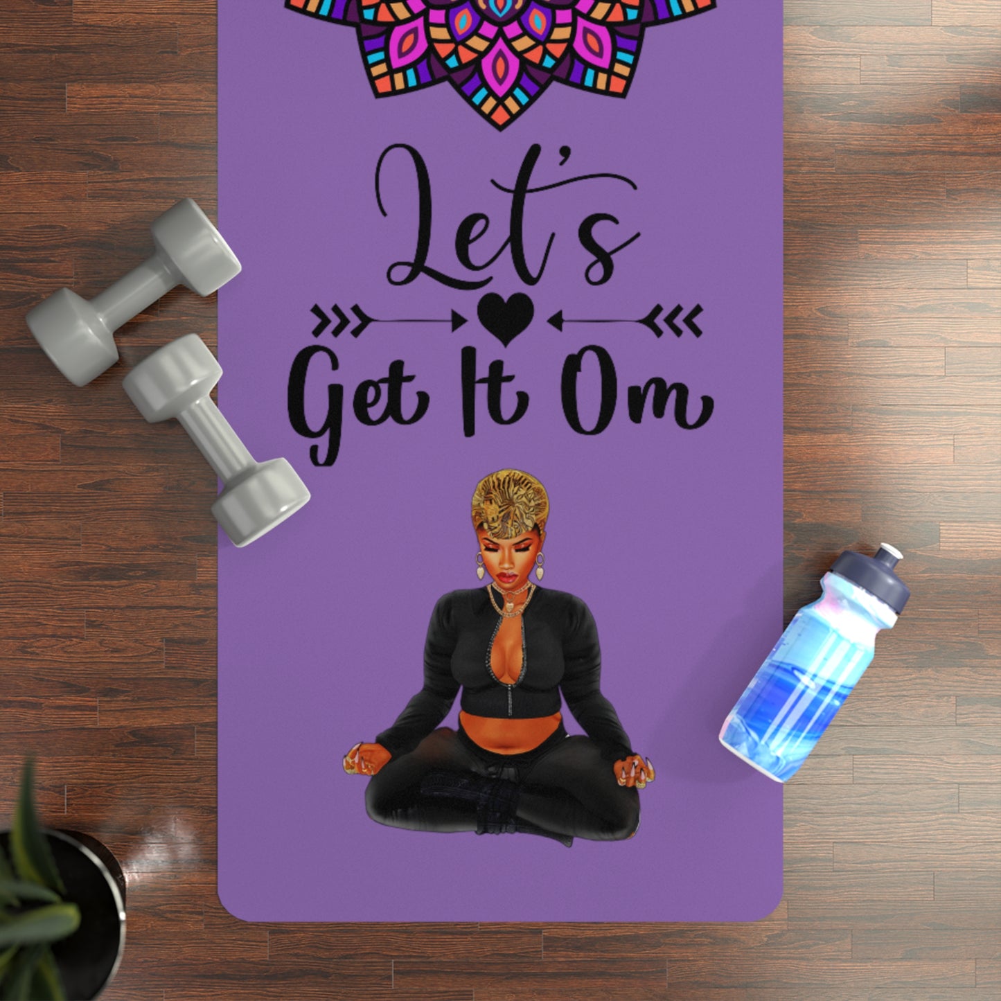 Copy of Copy B_of Personalize Yoga Mat:  "Let's Get it Om!"  Celestial Colorful Mandala Yoga Mat (A)