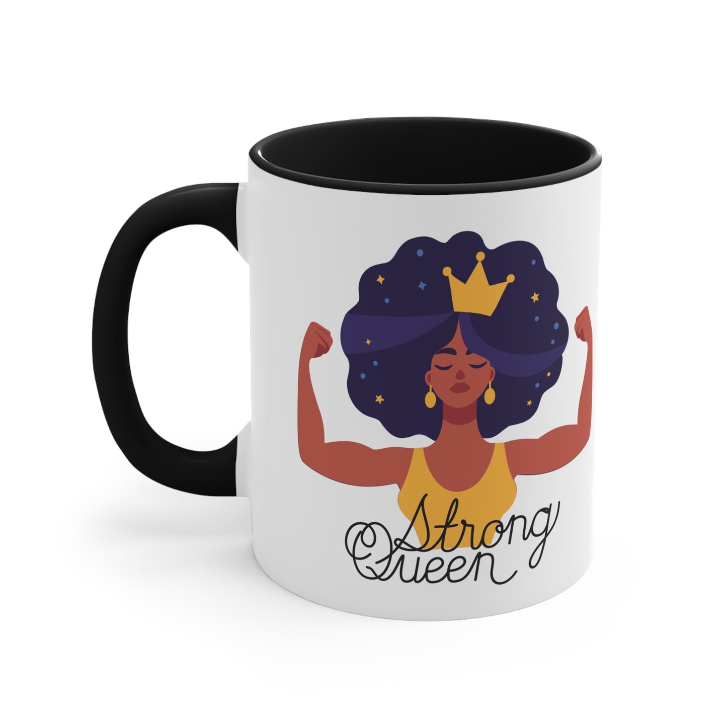 "Royal Brews: Strong Queen Afro Crown Mug - Sip in Style and Power!"    (Accent Coffee Mug, 11oz)